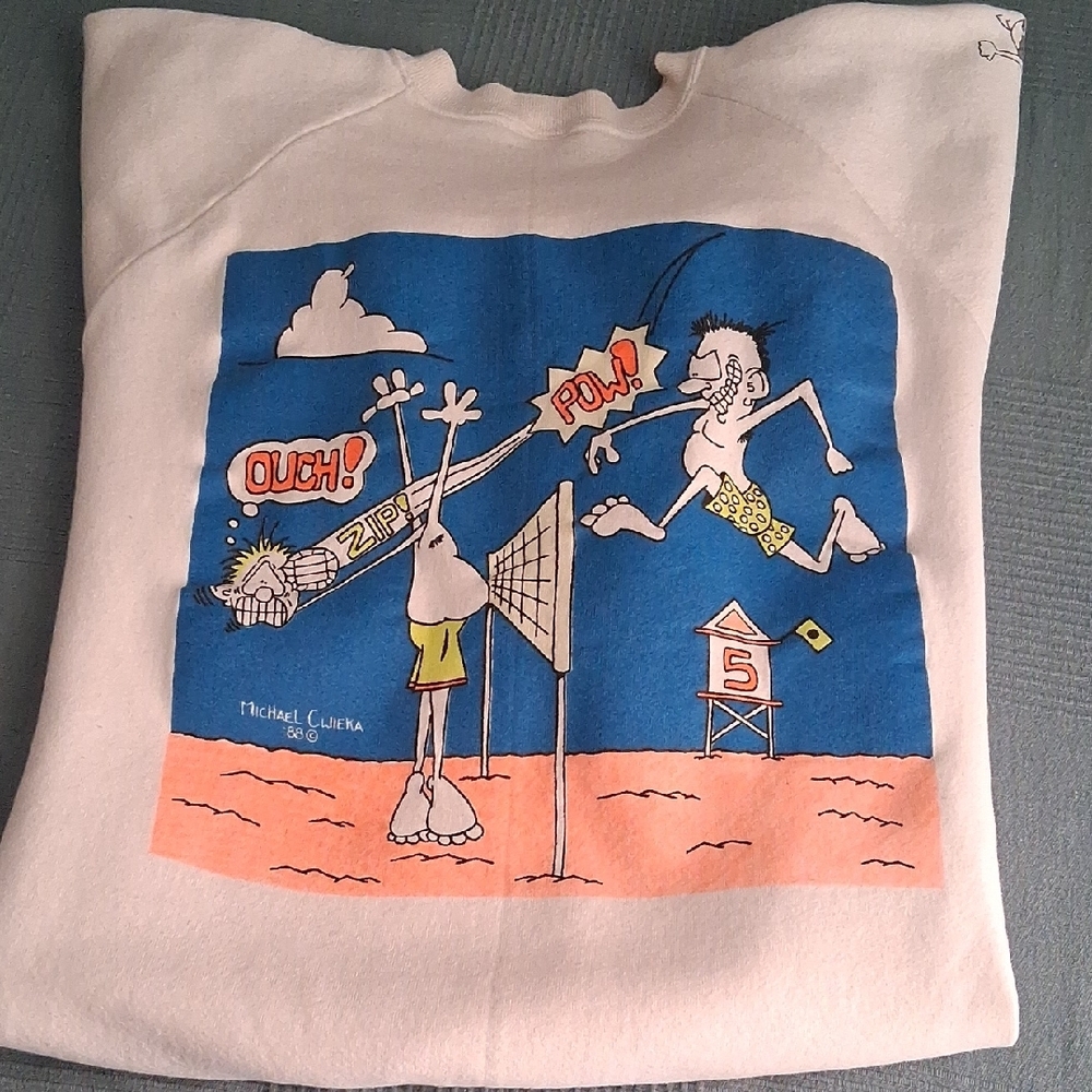 Retro White Graphic Sweatshirt - "Spike Rattle & Roll" - Picture 7 of 7